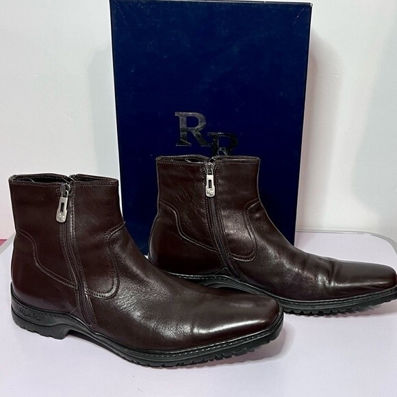Men's Roberto Rossi Dark Brown Leather Chelsea Ankle Lined Boots Size 42 - Picture 10 of 12